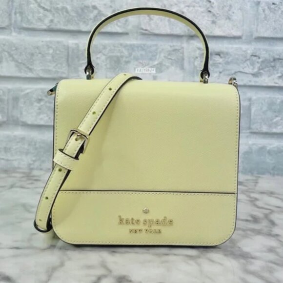 Kate Spade Staci Square Crossbody K7342 Saffiano Leather in Lemon Fondant - Picture 1 of 5